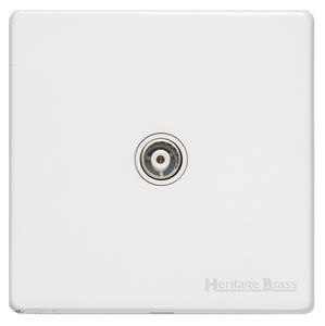 M Marcus Heritage Brass Vintage Gloss White Range 1 Gang Non-Isolated TV Coaxial Socket