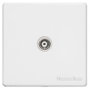 M Marcus Heritage Brass Vintage Gloss White Range 1 Gang Non-Isolated TV Coaxial Socket