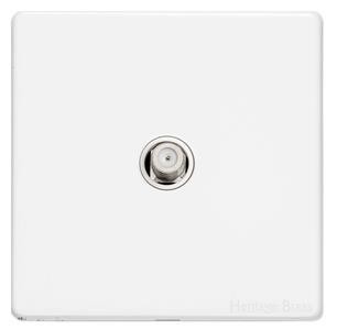M Marcus Heritage Brass Vintage Gloss White Range 1 Gang Satellite Socket