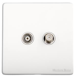 M Marcus Heritage Brass Vintage Gloss White Range TV/Satellite Socket