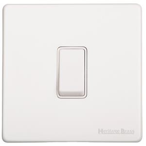 M Marcus Heritage Brass Vintage Gloss White Range 1 Gang Intermediate Rocker Switch