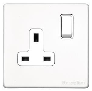 M Marcus Heritage Brass Vintage Gloss White Range Single Switched Socket