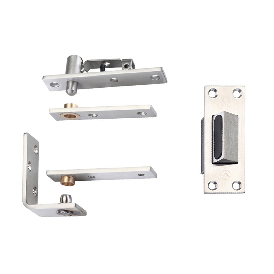 Emergency Pivot Set & Stop for Cubicle Bathroom & Toilet Doors – Satin Stainless Steel