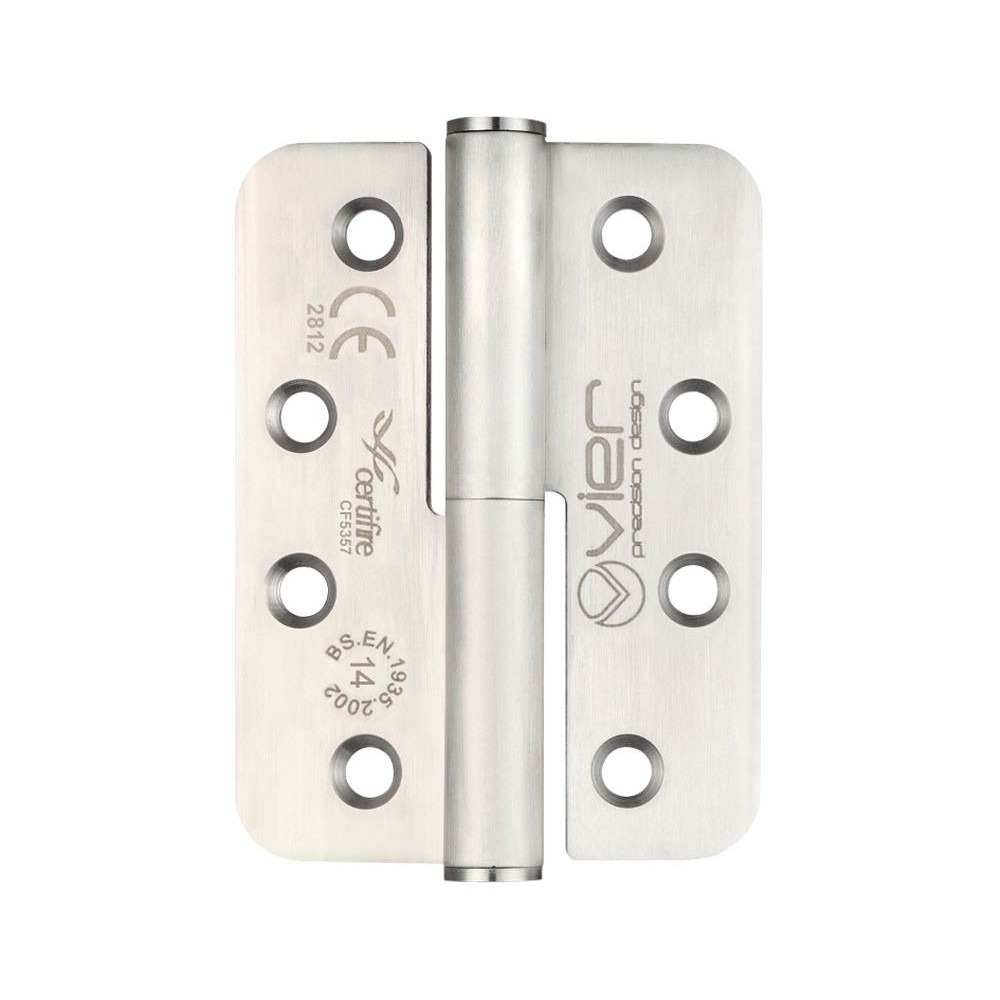 Extremely Heavy Duty Right Hand Grade 14 Lift Off Hinges 102 x 76 x 3mm – Radius corners – Satin Stainless Steel