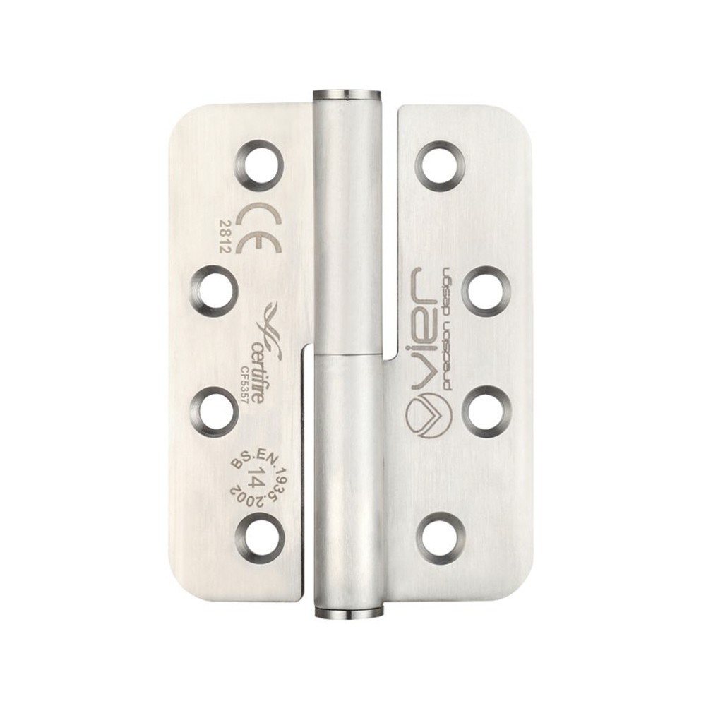 Extremely Heavy Duty Left Hand Grade 14 Lift Off Hinges 102 x 76 x 3mm – Radius corners – Satin Stainless Steel
