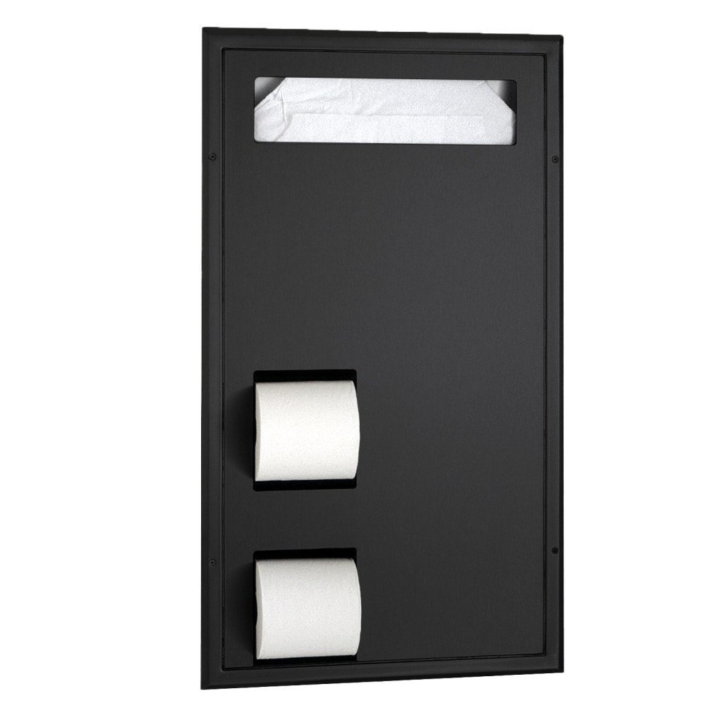 Bobrick B-3471 ClassicSeries® Partition Mounted Seat-Cover Dispenser and Toilet Tissue Dispenser