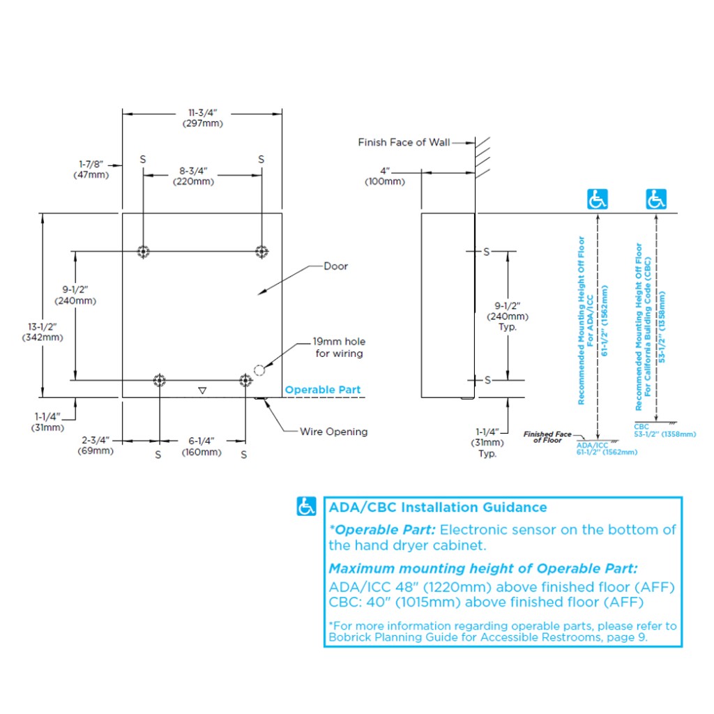 B-7179 Surface-Mounted Automatic Hand Dryer - Handle Design