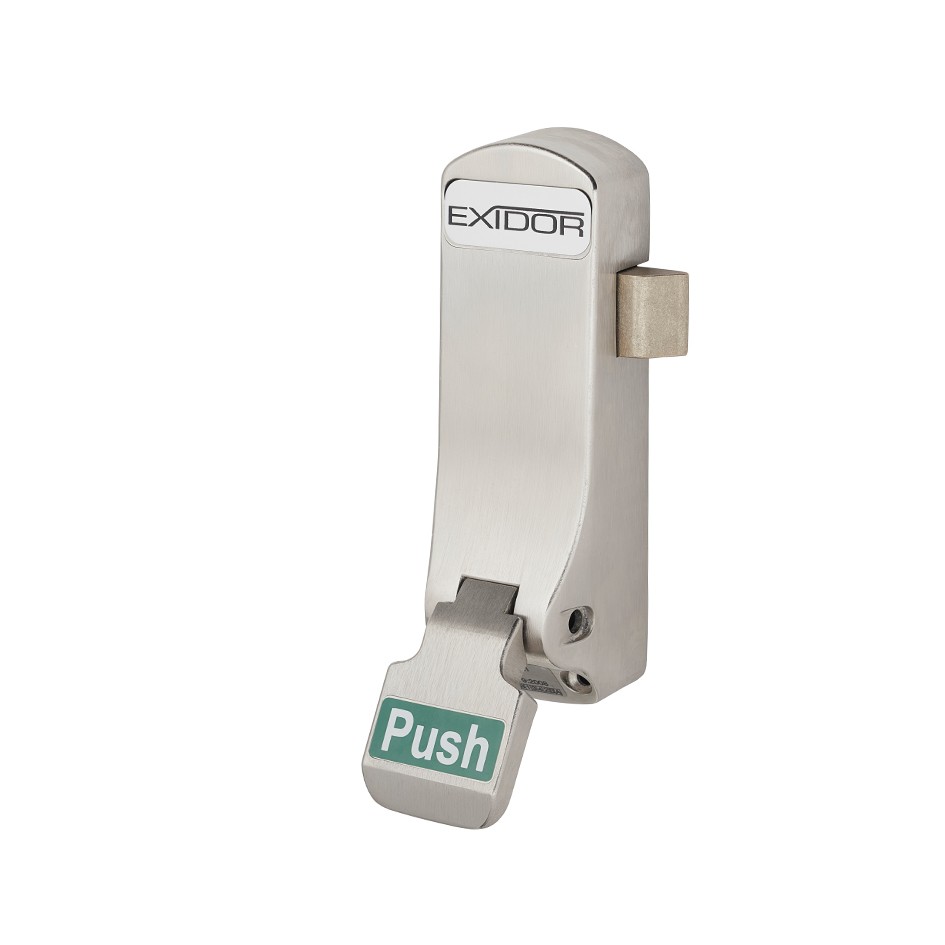Panic Push Pad for Single Doors – Satin Stainless Steel Effect