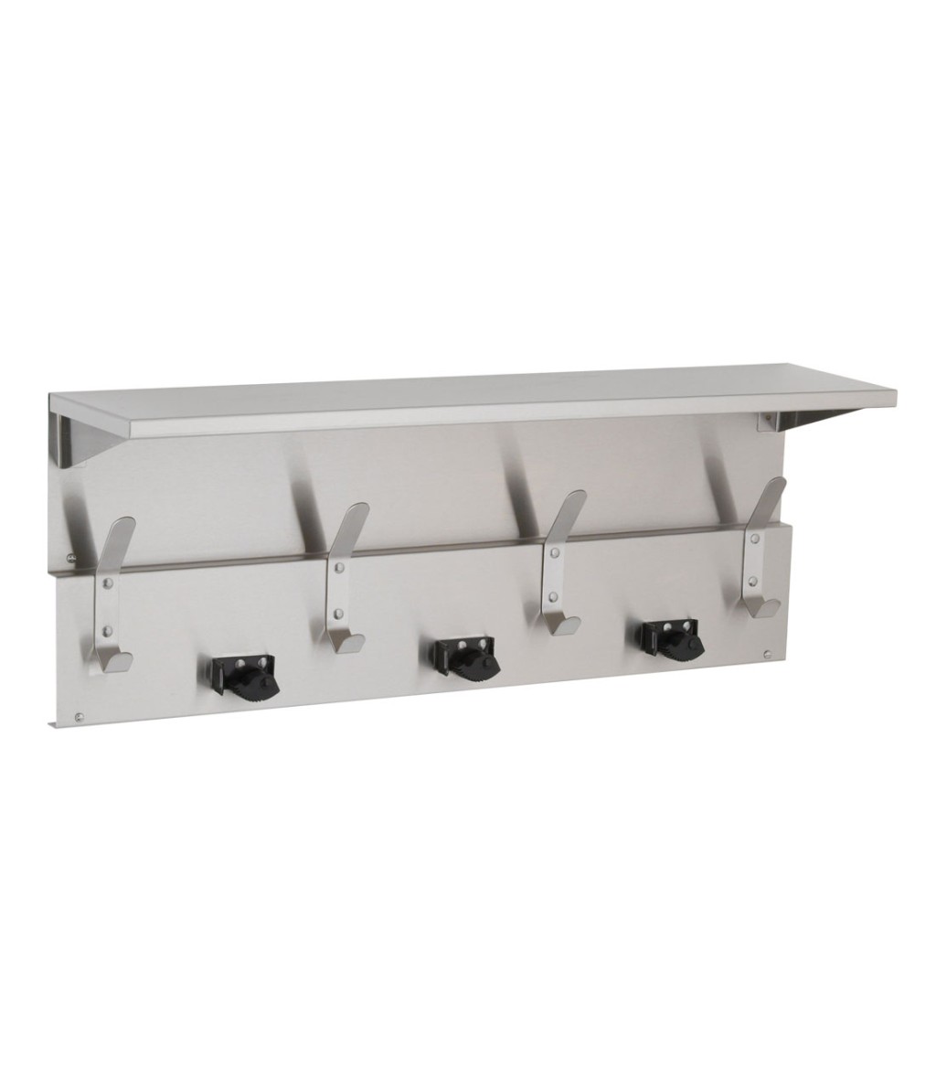 Bobrick B-239x34 Shelf with Mop and Broom Holders and Hooks