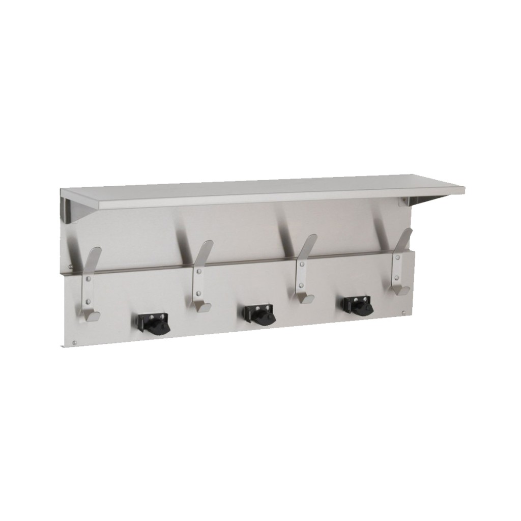 Bobrick B-239x34 Shelf with Mop and Broom Holders and Hooks