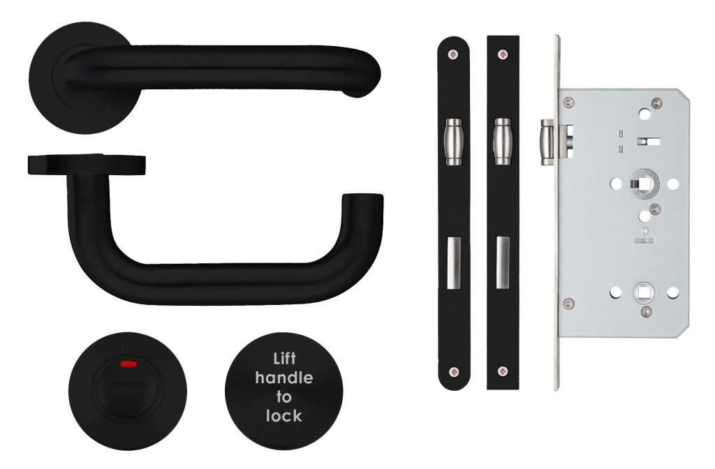 Lift to Lock Bathroom Set (DDA) – Antimicrobial Eco-Friendly Matt Black