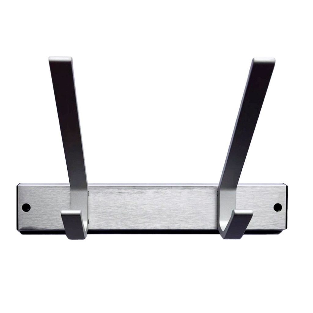 Hat & Coat Rack with 2 Hooks – Satin Anodised Aluminium