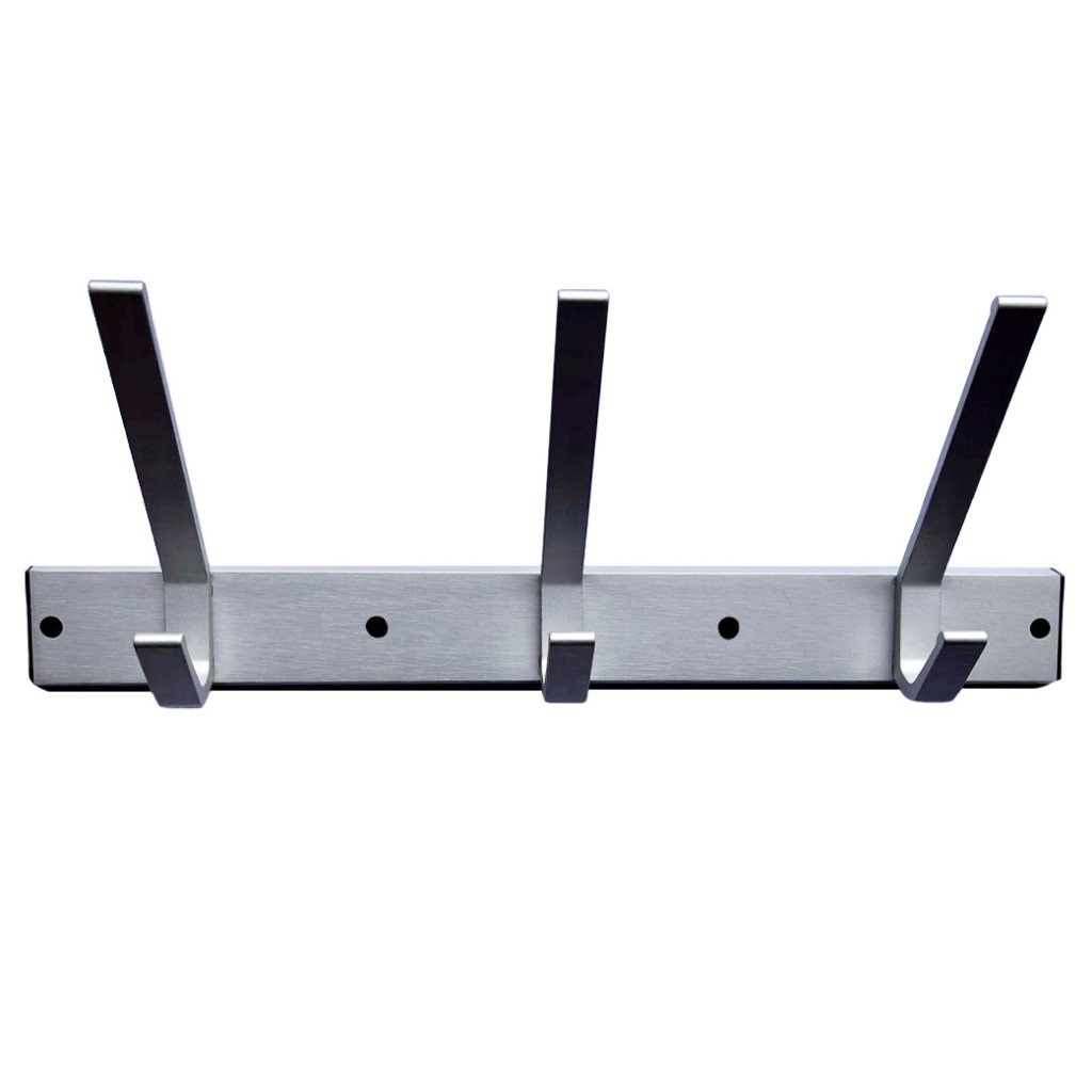 Hat & Coat Rack with 3 Hooks – Satin Anodised Aluminium