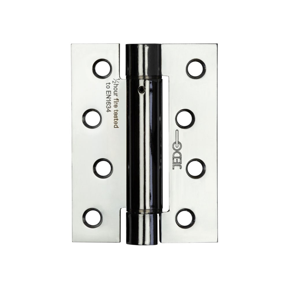 Single Action Adjustable Spring Hinge Set 102mm x 76mm x 3mm – Polished Stainless Steel 