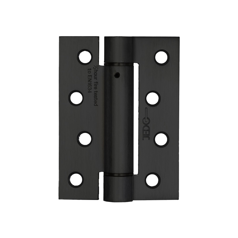 Single Action Adjustable Spring Hinge Set 102mm x 76mm x 3mm – Matt Black