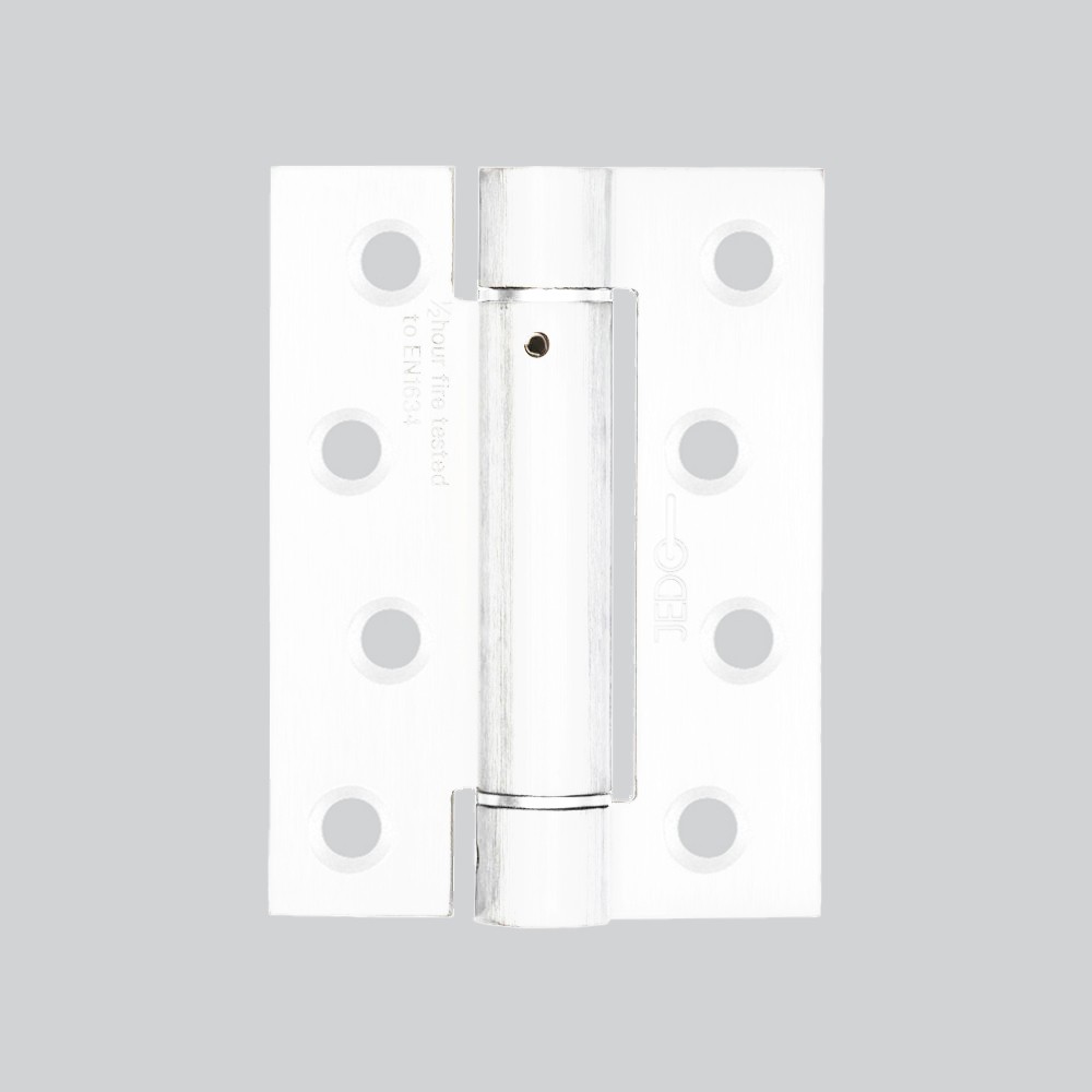 Single Action Adjustable Spring Hinge Set 102mm x 76mm x 3mm – Matt White