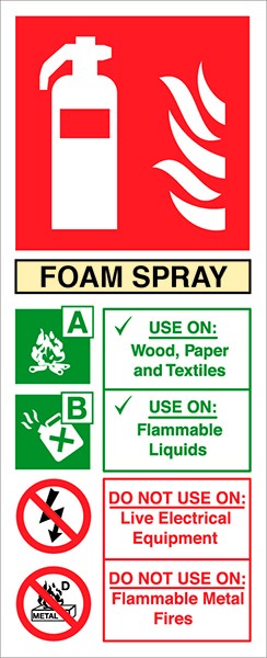 Foam Spray Fire Extinguisher sign – 82 x 202mm