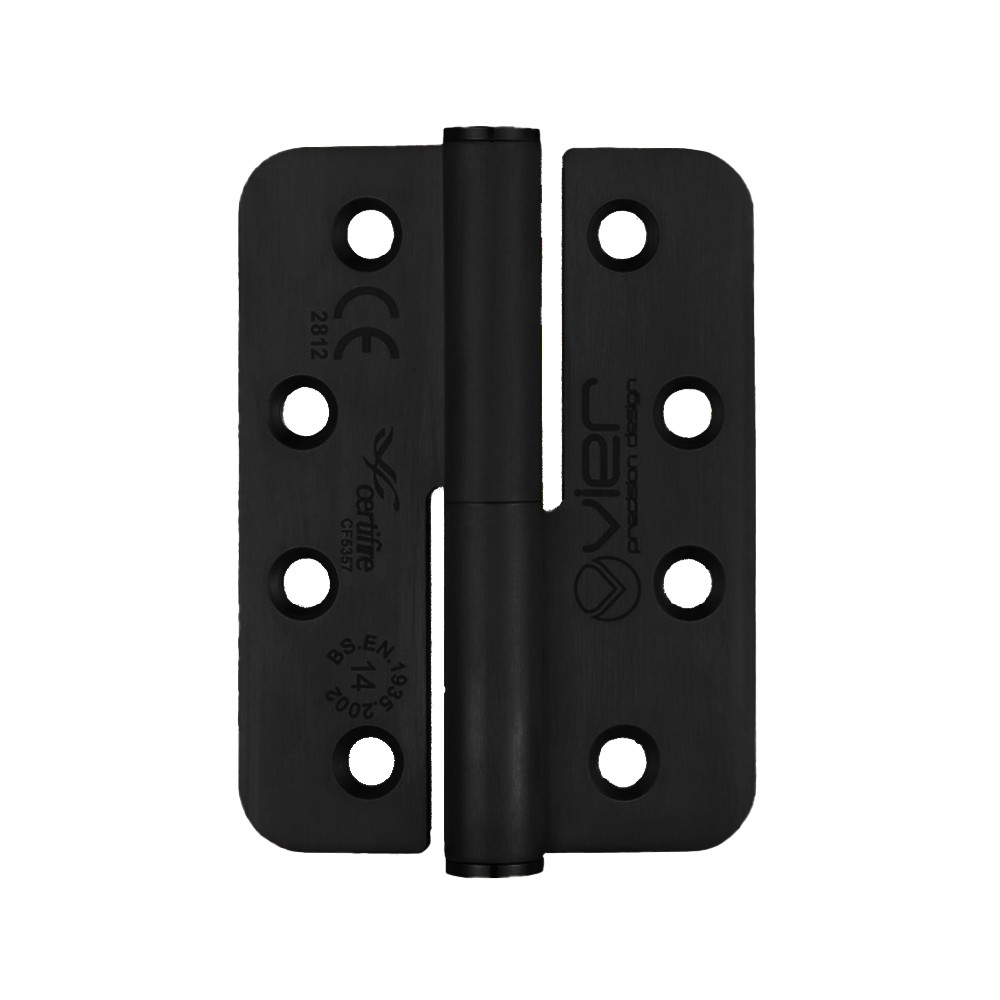 Extremely Heavy Duty Left Hand Grade 14 Lift Off Hinges 102 x 76 x 3mm – Radius corners – Matt Black