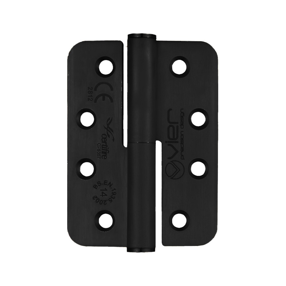 Extremely Heavy Duty Right Hand Grade 14 Lift Off Hinges 102 x 76 x 3mm – Radius corners – Matt Black