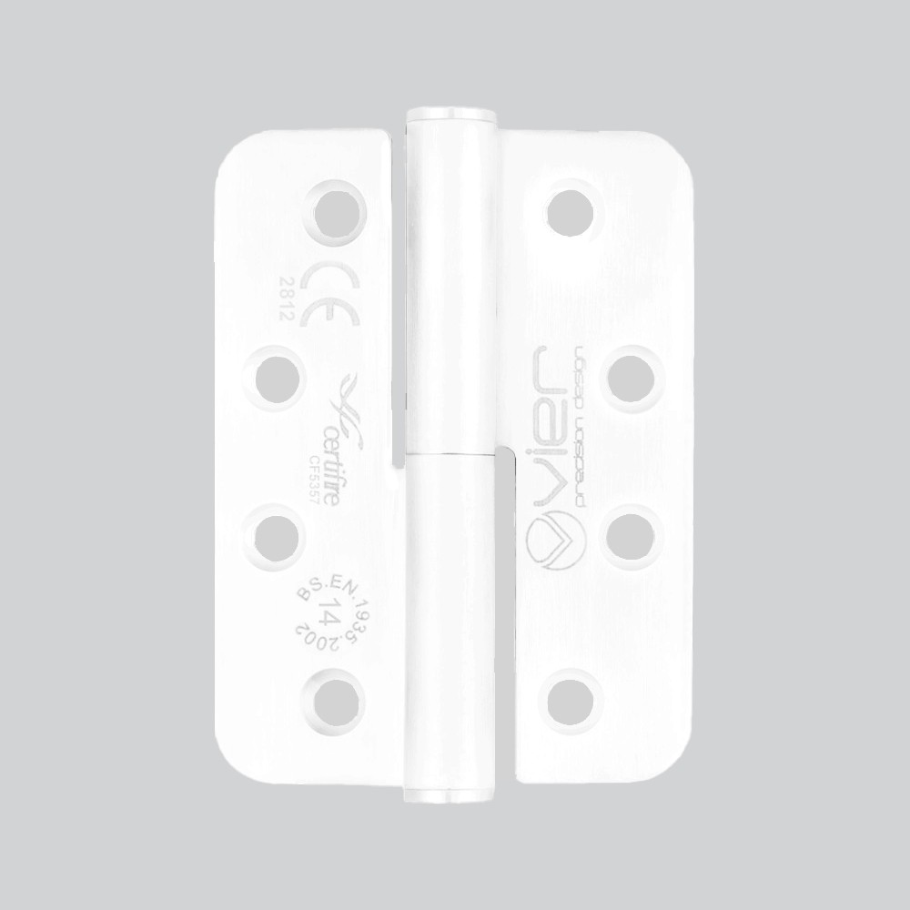 Extremely Heavy Duty Right Hand Grade 14 Lift Off Hinges 102 x 76 x 3mm – Radius corners – Matt White