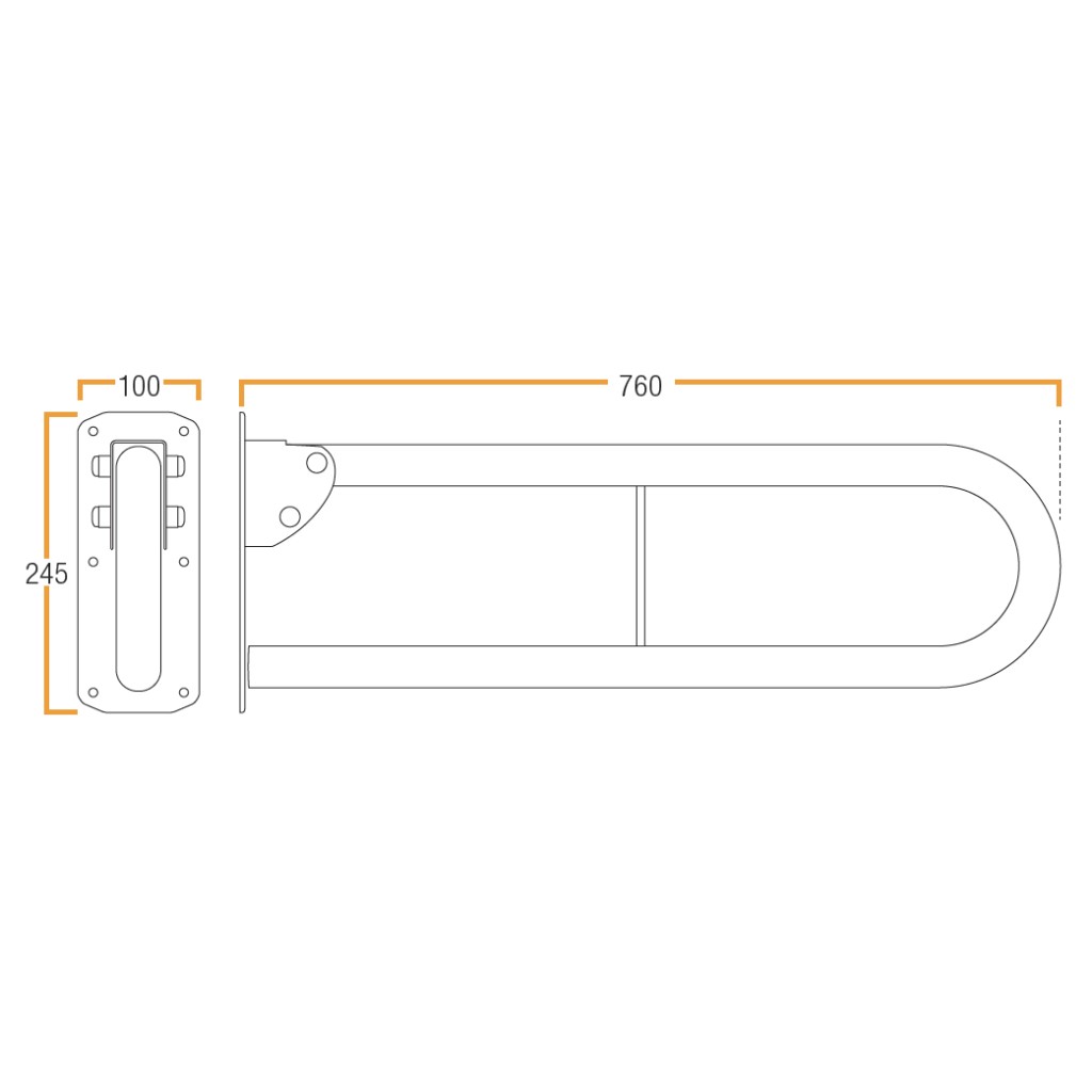 Double Arm Hinged Support Drop Down Rail – Satin Stainless Steel ...
