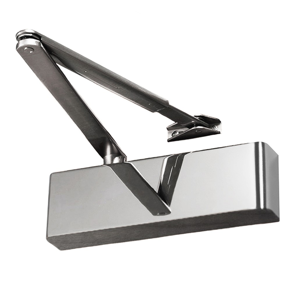 Ultra Heavy Duty Adjustable Power Hydraulic Door Closer for doors up to 120kg – Polished Stainless Steel