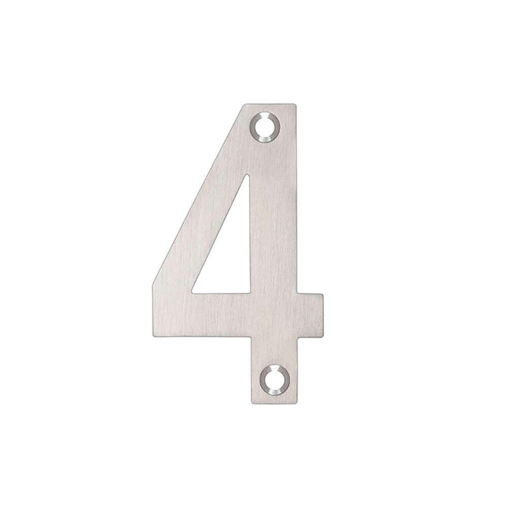 Numeral 4 – Available in 50mm, 75mm & 100mm – Satin Stainless Steel