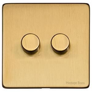 M Marcus Heritage Brass Studio Range 2 Gang Multi Location Secondary Dimmer (Compatible with LED bulbs)