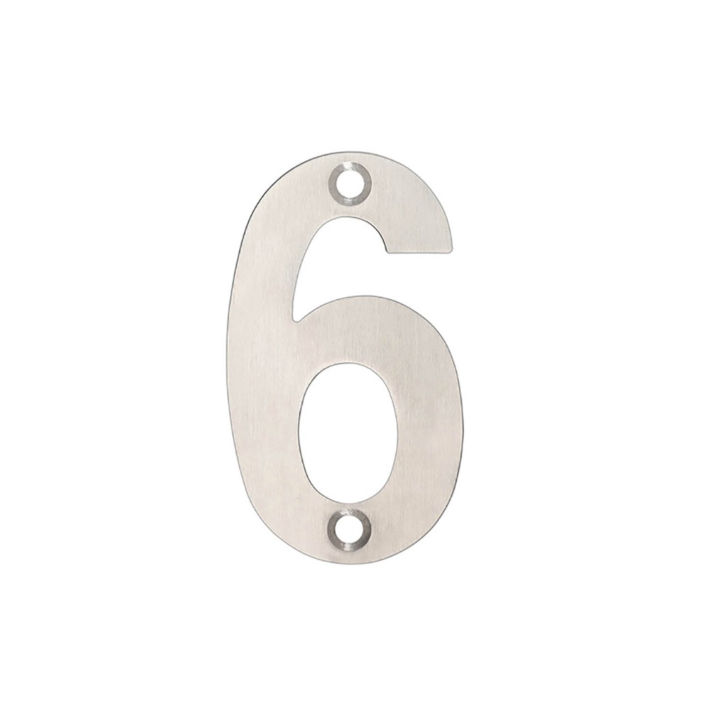 Numeral 6 – Available in 50mm, 75mm & 100mm – Satin Stainless Steel