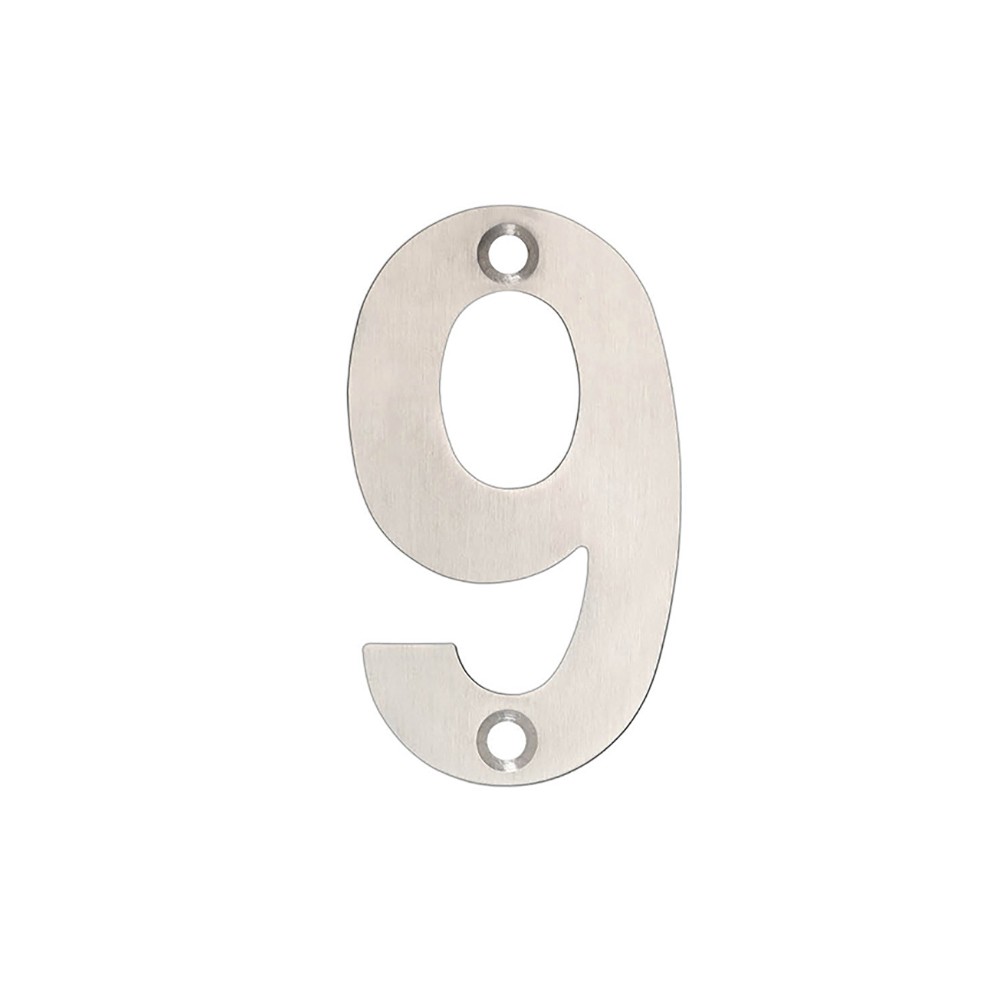Numeral 9 – Available in 50mm, 75mm & 100mm – Satin Stainless Steel