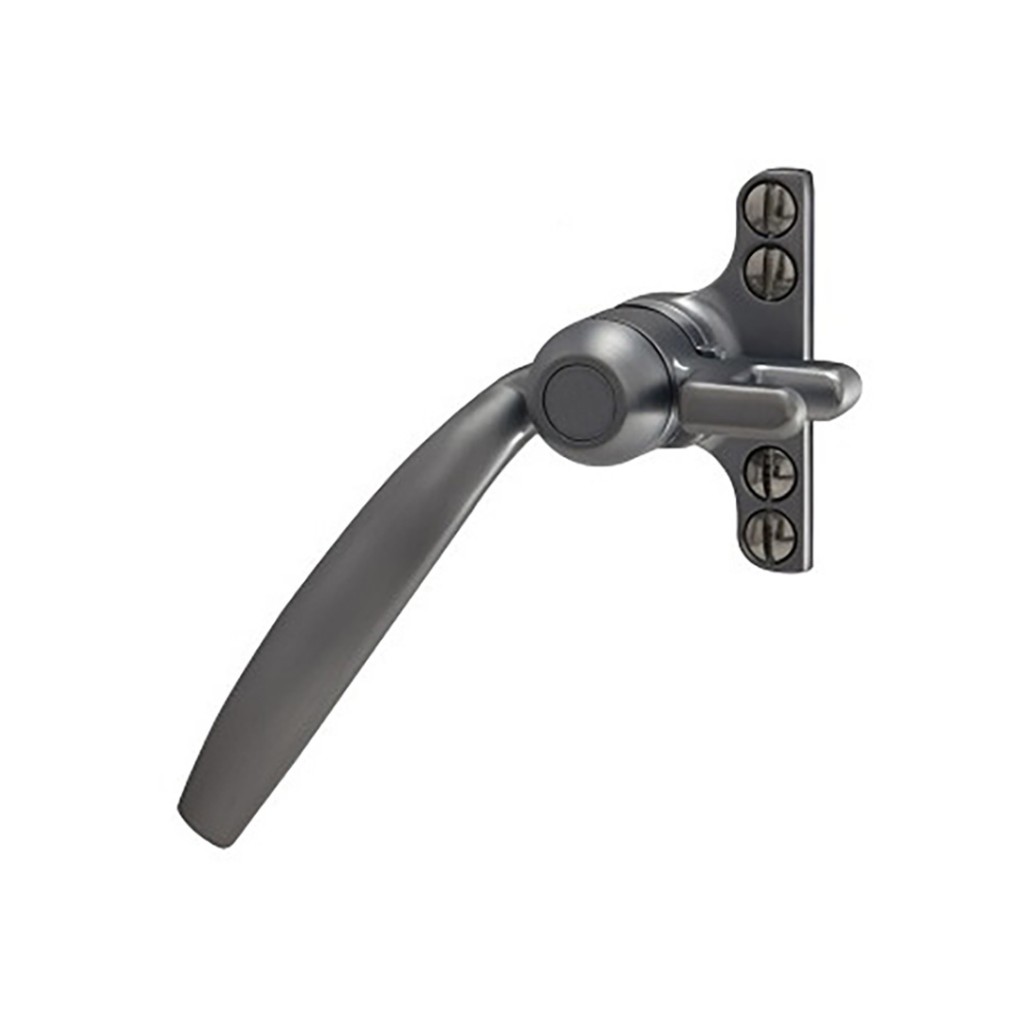 Crittall Type Curved Window Handle on 4-hole Backplate - Left Hand