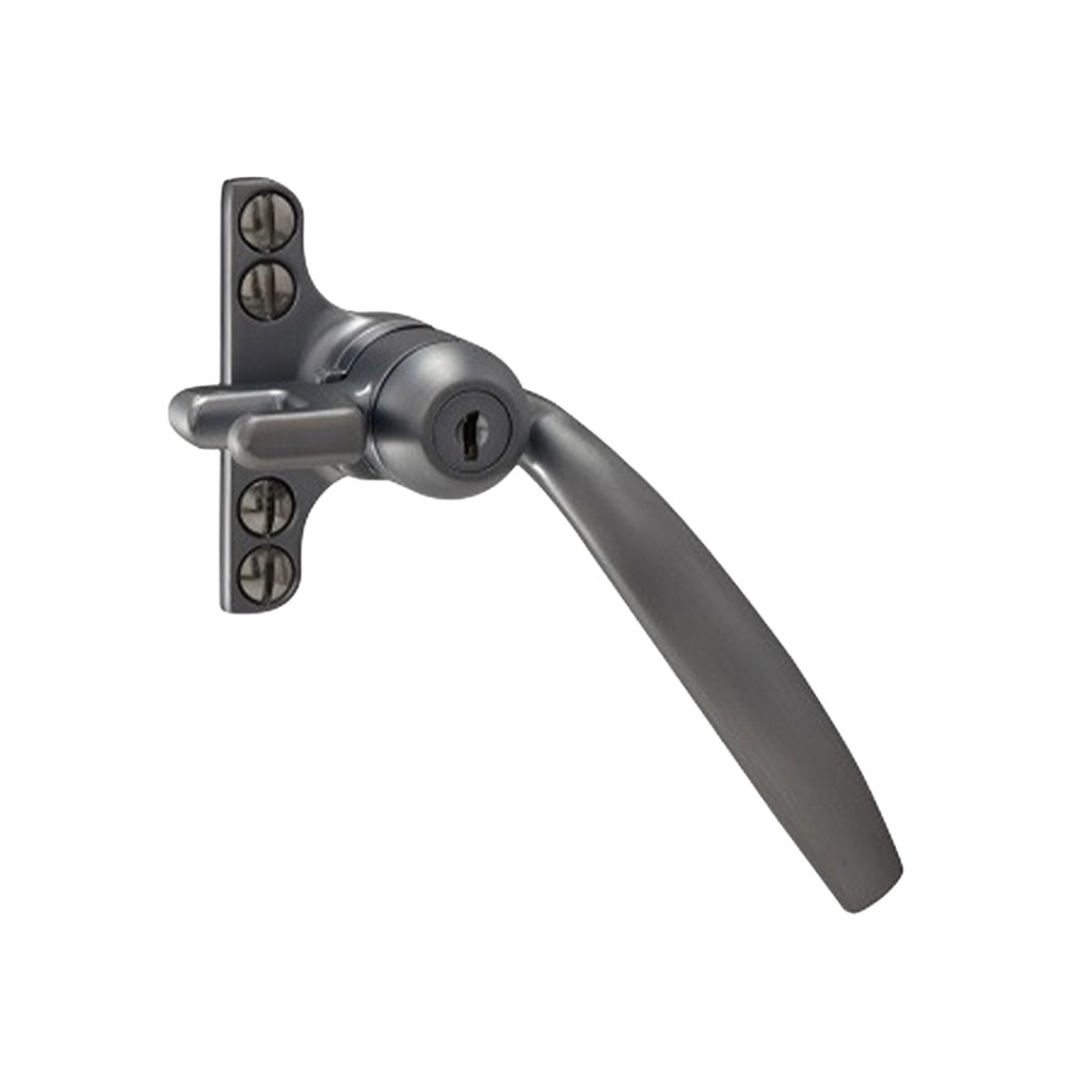 Crittall Type Locking Curved Window Handle on 4-hole Backplate - Right Hand