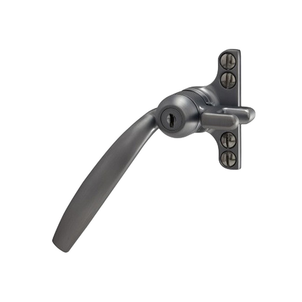 Crittall Type Locking Curved Window Handle on 4-hole Backplate - Left Hand