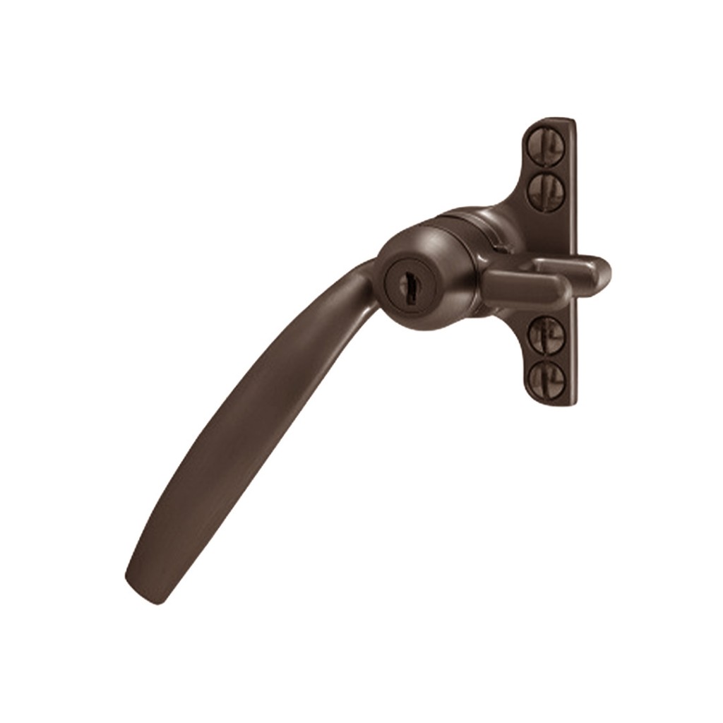 Crittall Type Locking Curved Window Handle on 4-hole Backplate - Left Hand