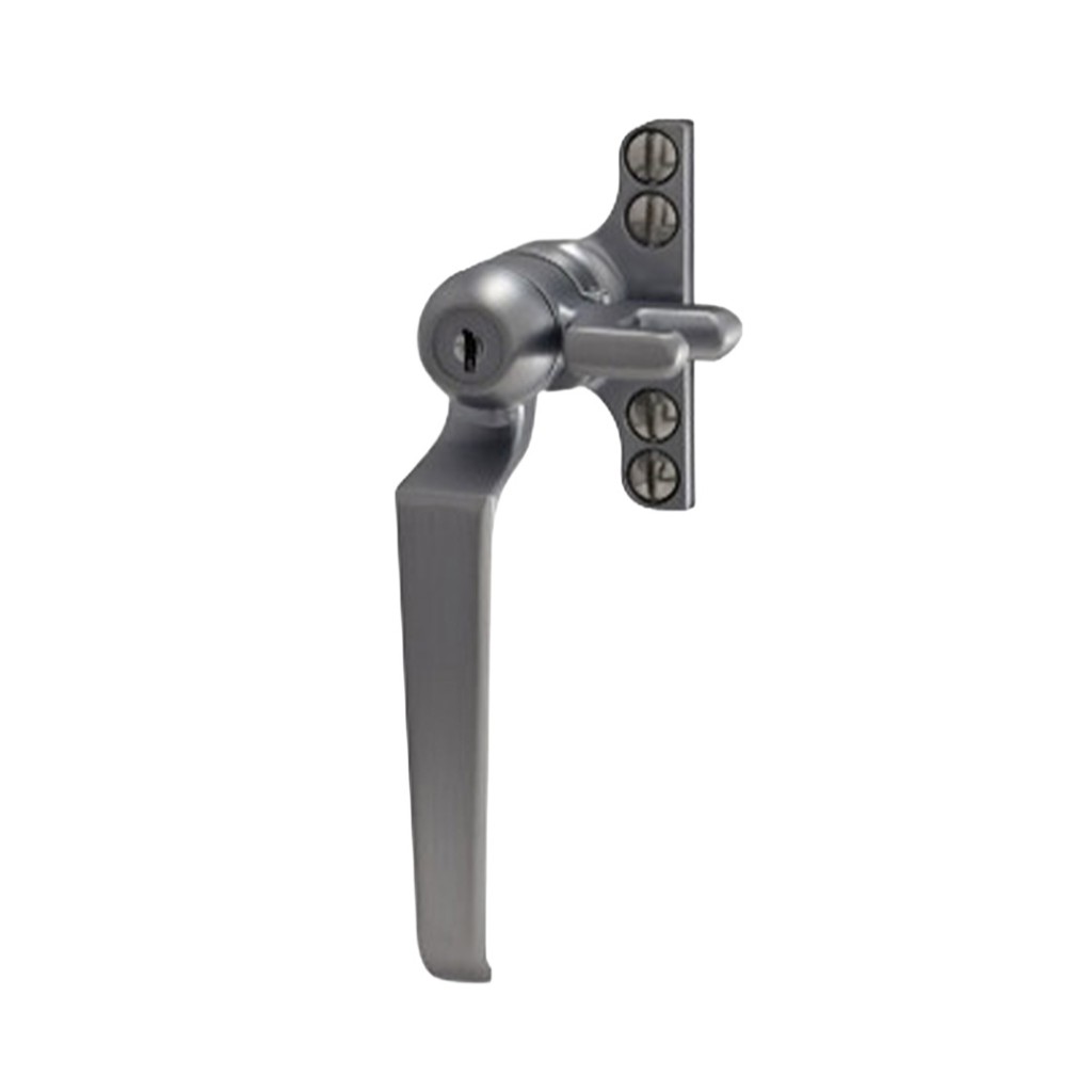 Crittall Type Locking Straight Window Handle on 4-hole Backplate - Left Hand