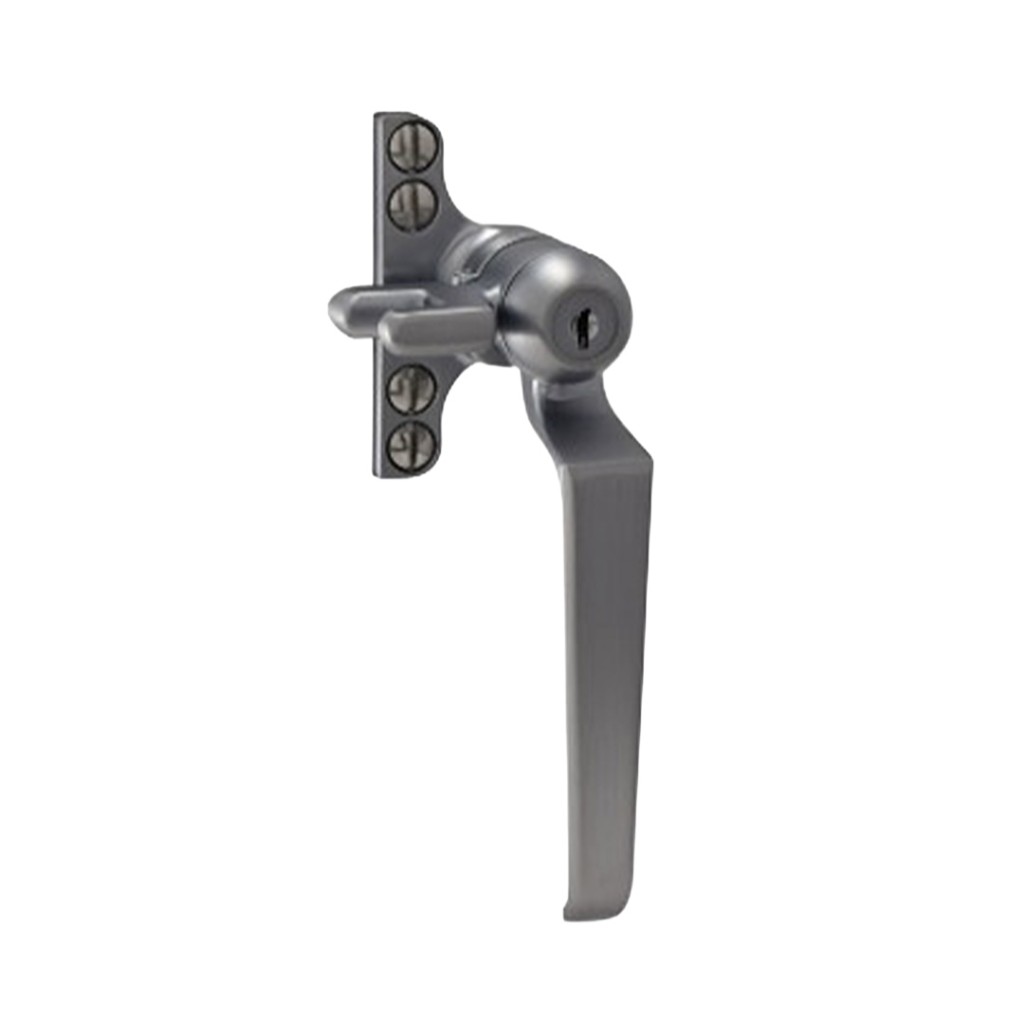 Crittall Type Locking Straight Window Handle on 4-hole Backplate - Right Hand