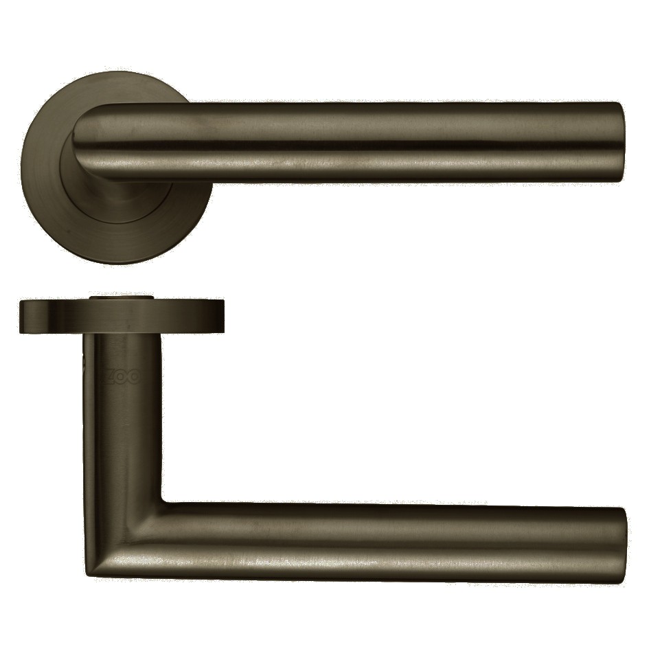 Round Rose Mitred Lever Handles – Push on Rose (Sprung) – Adonic Matt Bronze