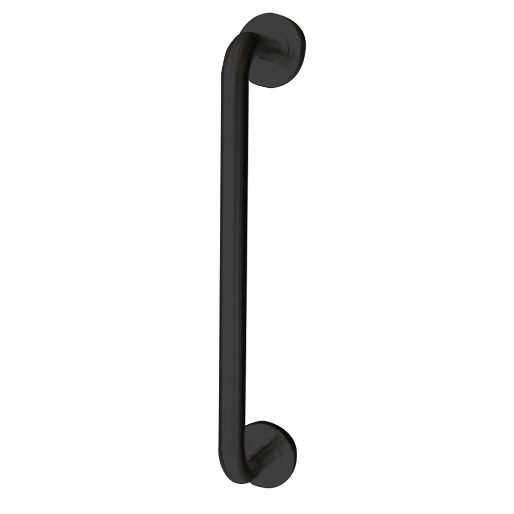 Tubular “D” Pull Handle – Face Fixing – Self-Sanitising Antimicrobial Matt Black