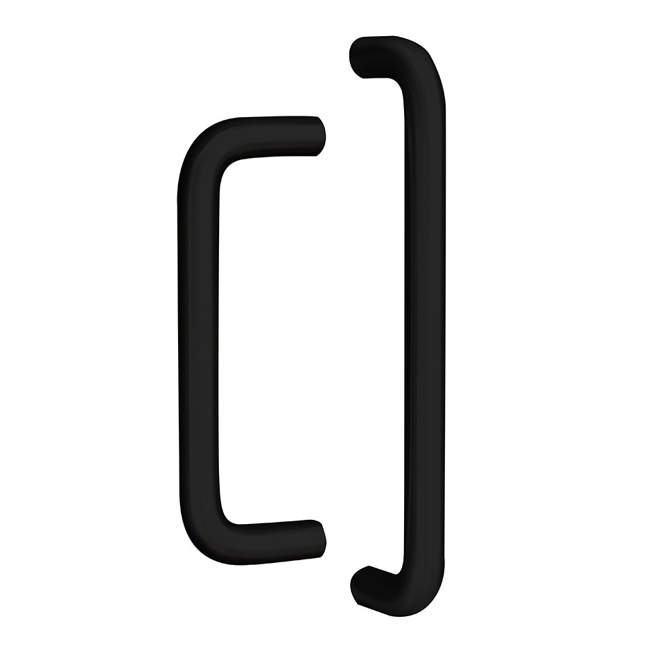 Round Bar Wardrobe & Cabinet ‘D’ Handles Complete with Bolt Through Fixings  – Antimicrobial Eco-Friendly Matt Black