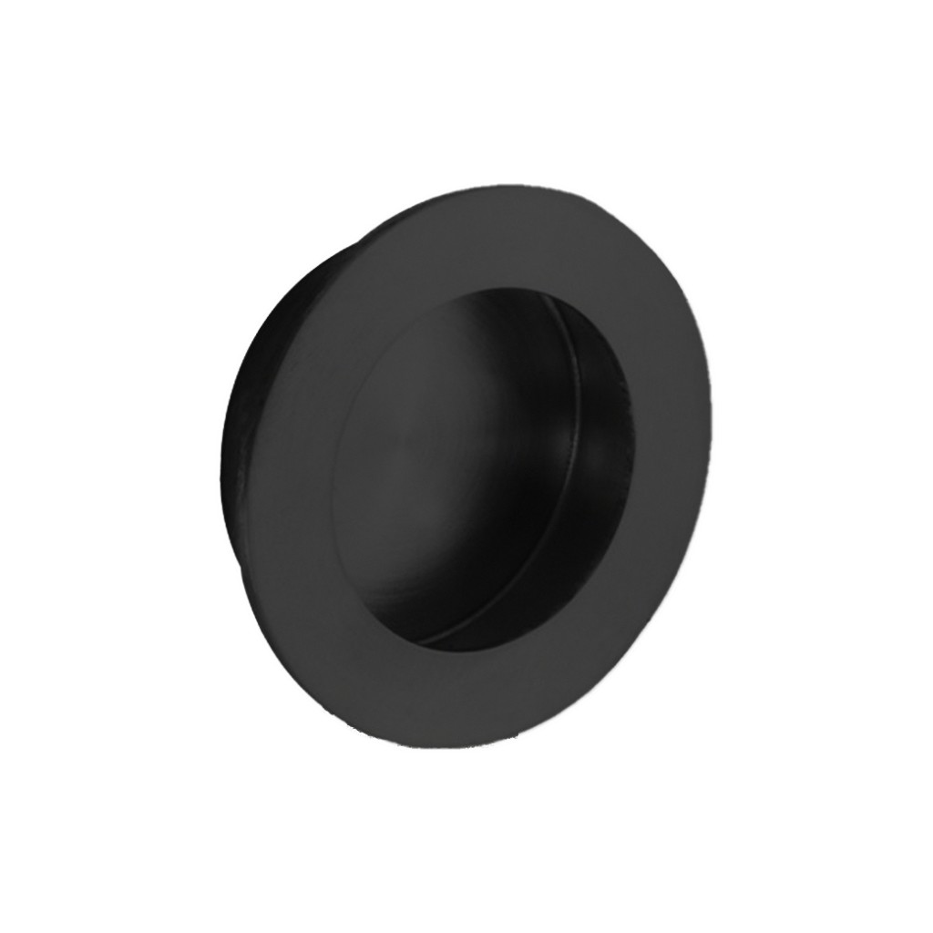 Circular Flush Handle 78mm Ø – Antimicrobial Eco-Friendly Matt Black