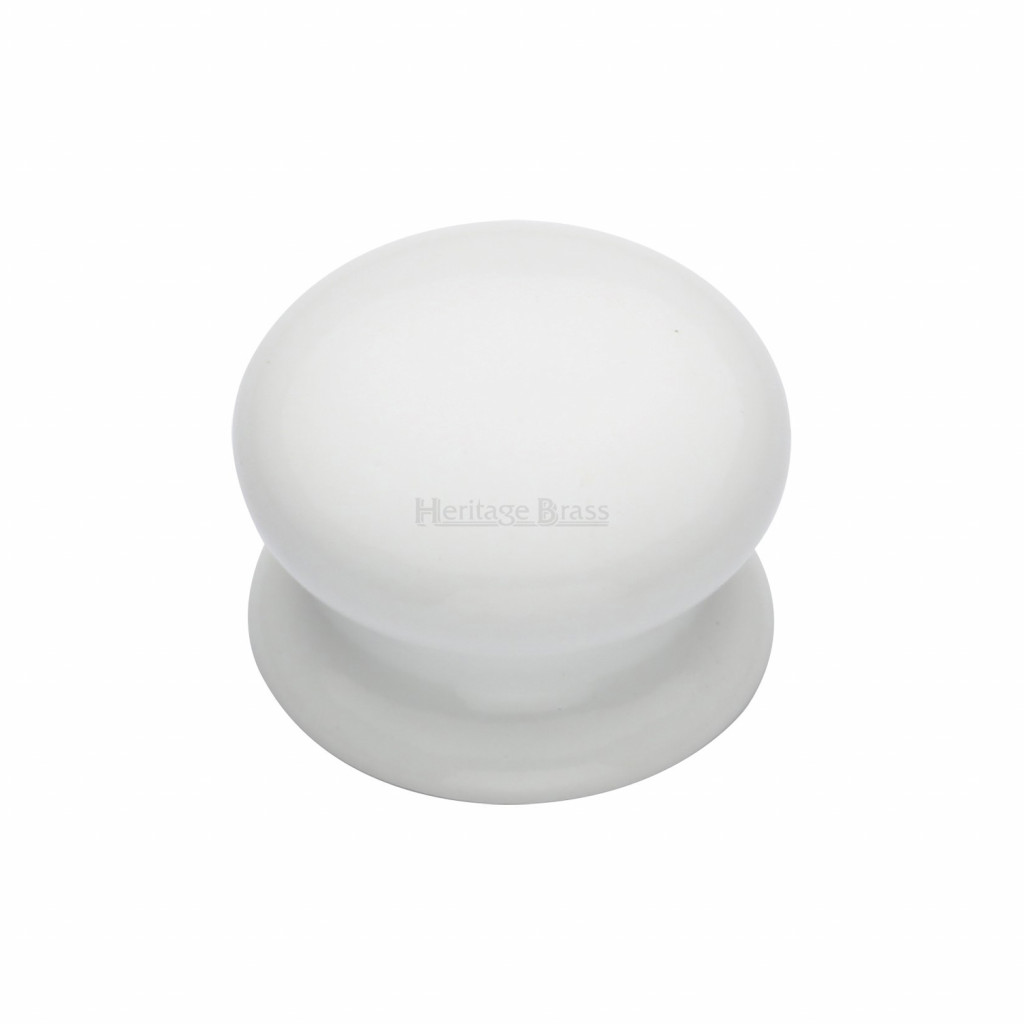 M Marcus Heritage Brass White Porcelain Cupboard & Wardrobe Knobs