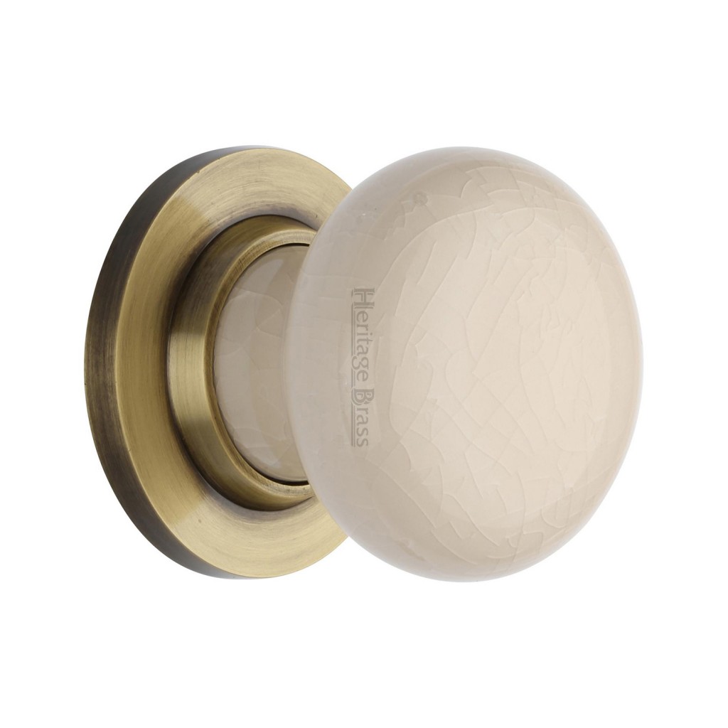 M Marcus Heritage Brass Cream Crackle Porcelain Knob furniture