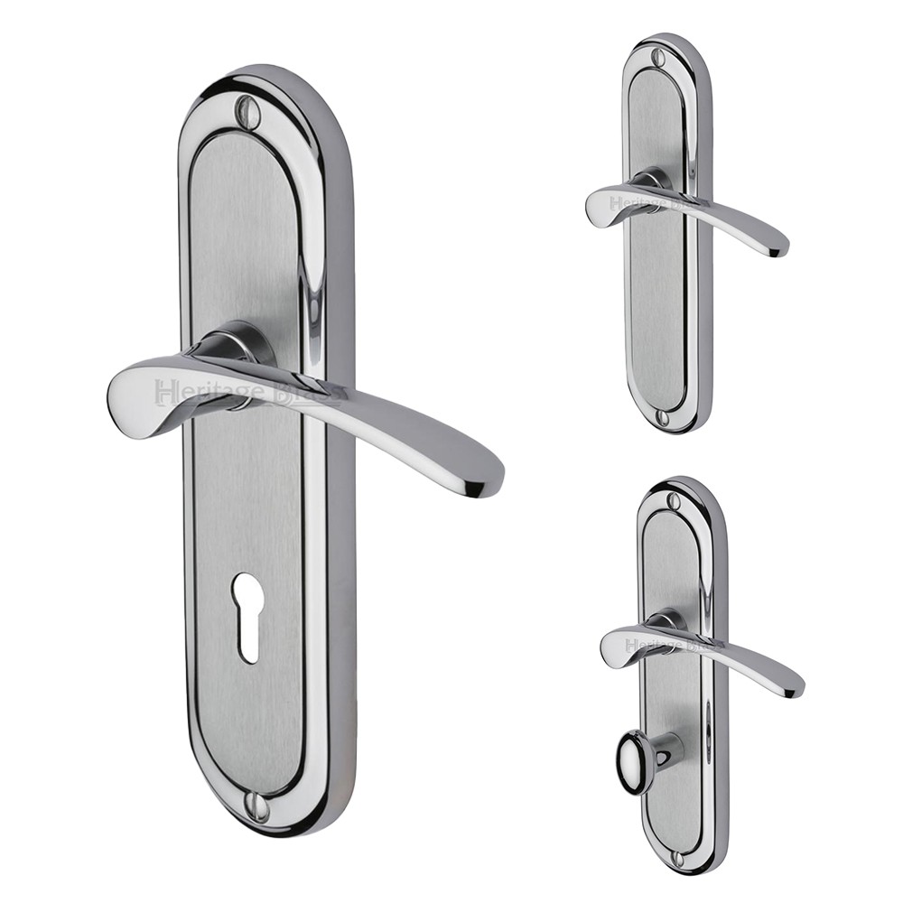 Heritage Brass Ambassador Satin Brass Door Handles on Backplate