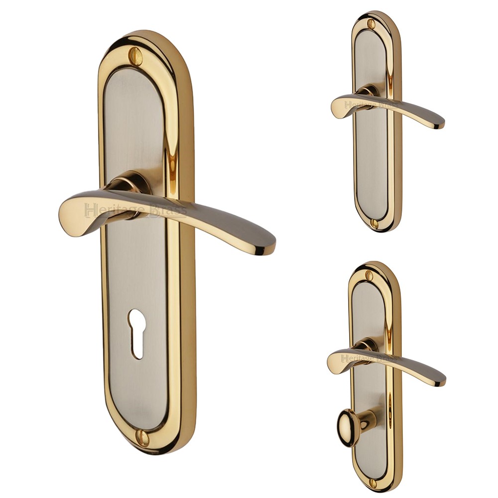 M Marcus Heritage Brass Ambassador Design Door Handle on Plate Jupiter Split Finish