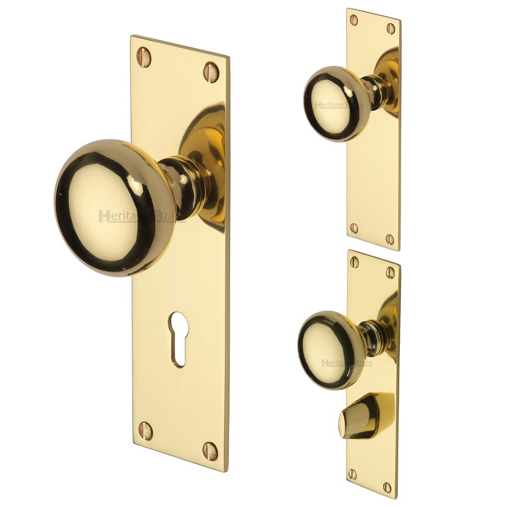 M Marcus Heritage Brass Balmoral Design Mortice Knob on Plate Polished Brass