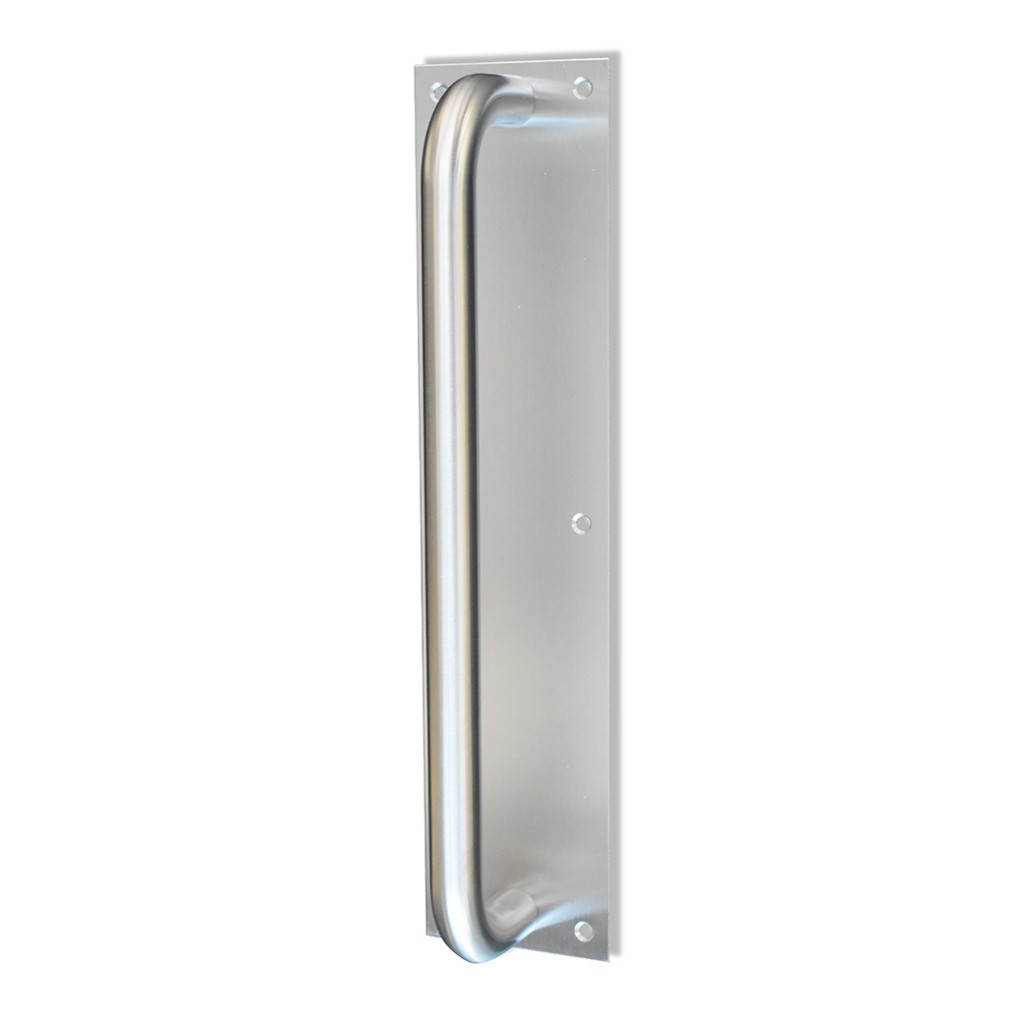 Tubular Pull Handle Mounted on Back Plate – Face Fixing  – Self-Sanitising Antimicrobial Satin Stainless Steel