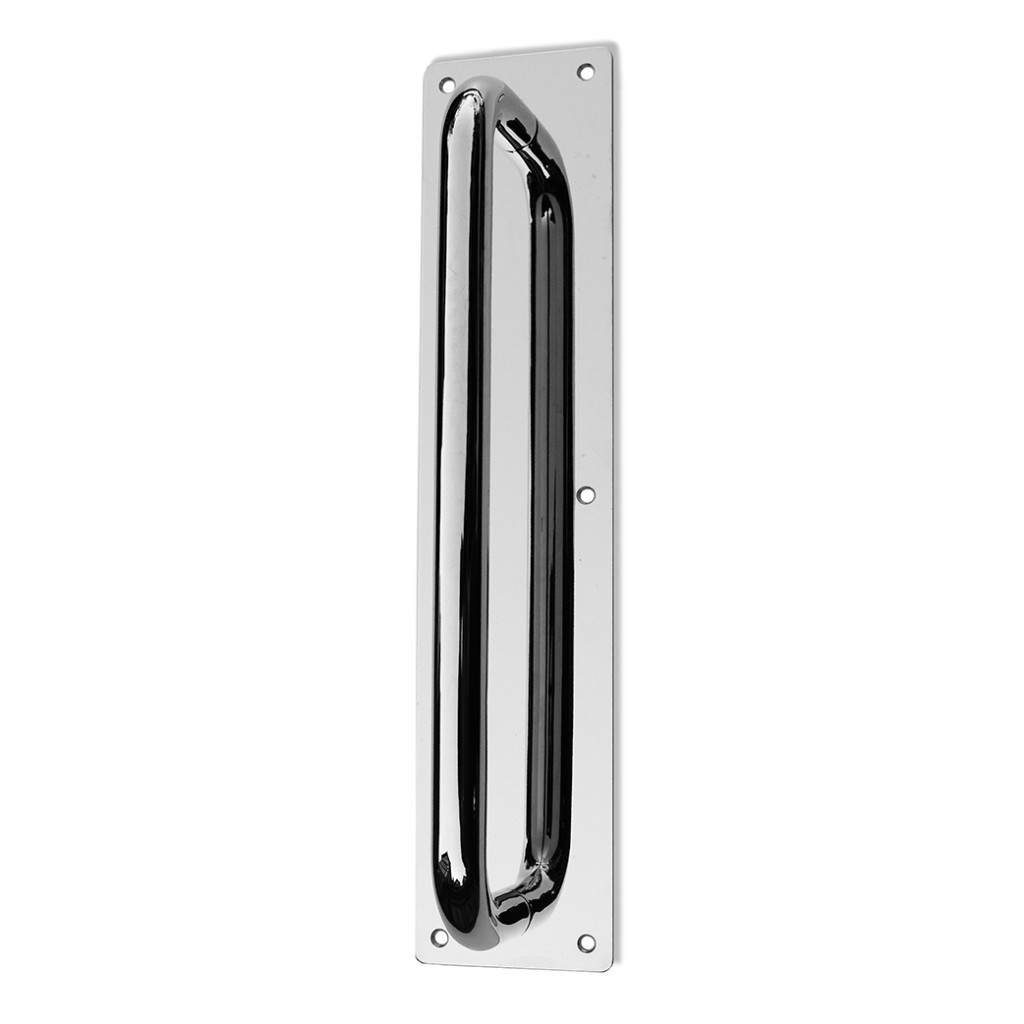 Tubular Pull Handle Mounted on Back Plate – Face Fixing – Polished Stainless Steel