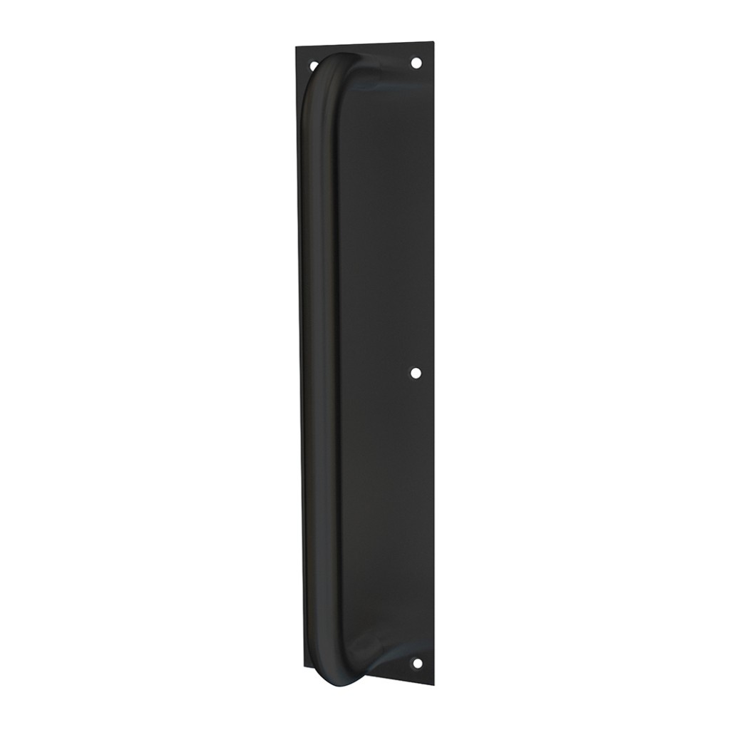 Tubular Pull Handle Mounted on Back Plate – Face Fixing – Self-Sanitising Antimicrobial Matt Black