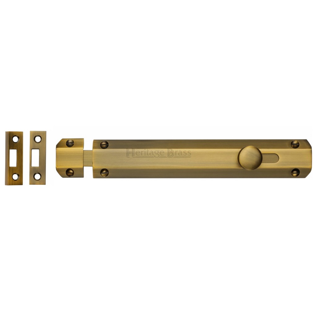 M Marcus Heritage Brass Door Bolt Flat 200mm