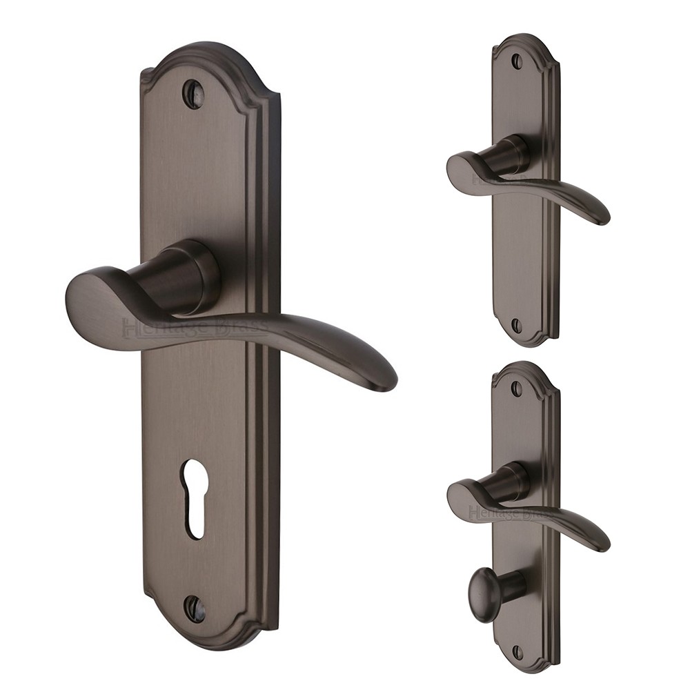 M Marcus Heritage Brass Howard Design Door Handle on Plate Matt Bronze